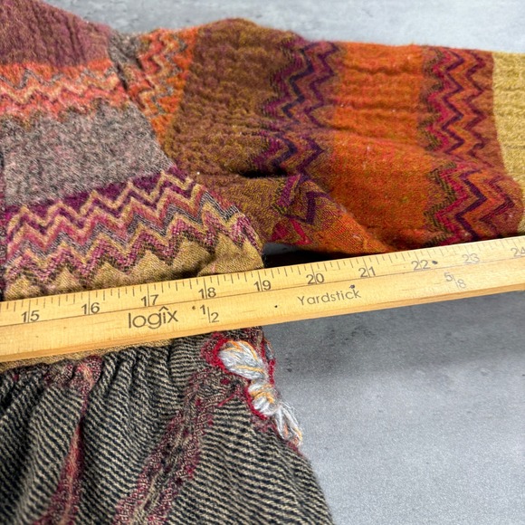 Soft Surroundings Wool Coat M Lagenlook Orange Paisley Floral Embroidered Boho - Picture 8 of 10